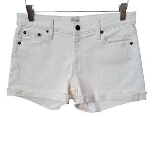 J. Crew Cut Off Folded Cuff Cream Denim Jean Shorts